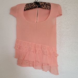 Red Valentino Mesh Knit Ruffle Blouse